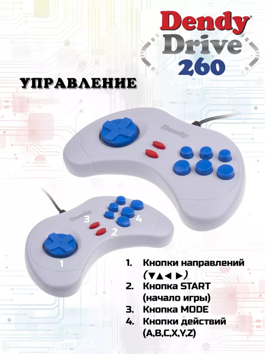 Игровая приставка Денди 260 игр 8-bit детям для двоих