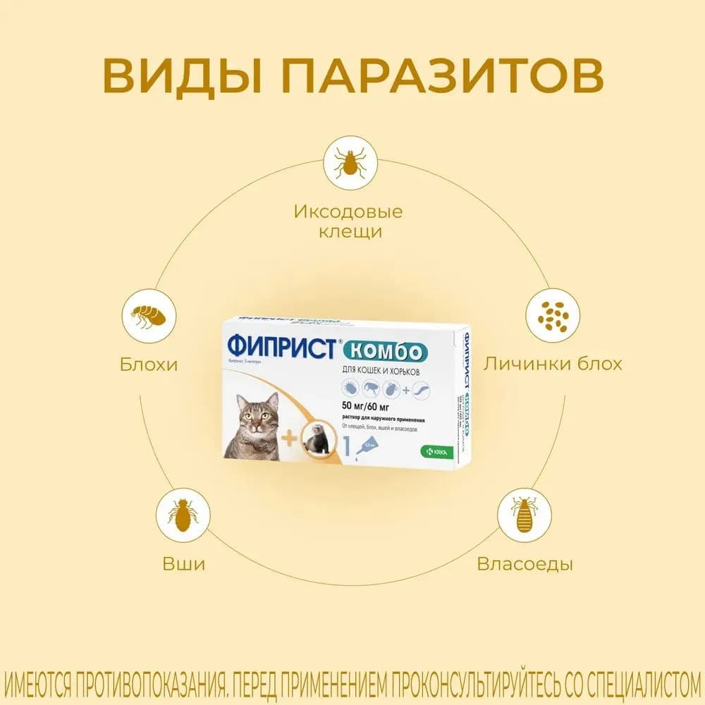 Фиприст Комбо для кошек и хорьков, 1 пипетка